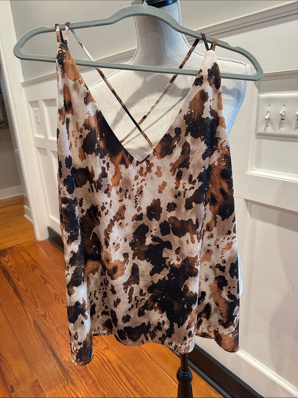 Adrienne Brown & Cream Animal Print Strappy Cami